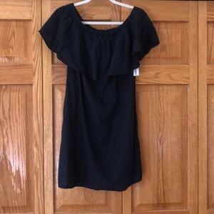 Navy off the shoulder dress